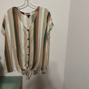 Torrid faux button striped blouse size 2 torrid